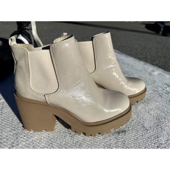 Soda Shoes - Soda Womens 8 Beige Boots Lug Chelsea Ankle Boots Chucky Heel Almond Toe